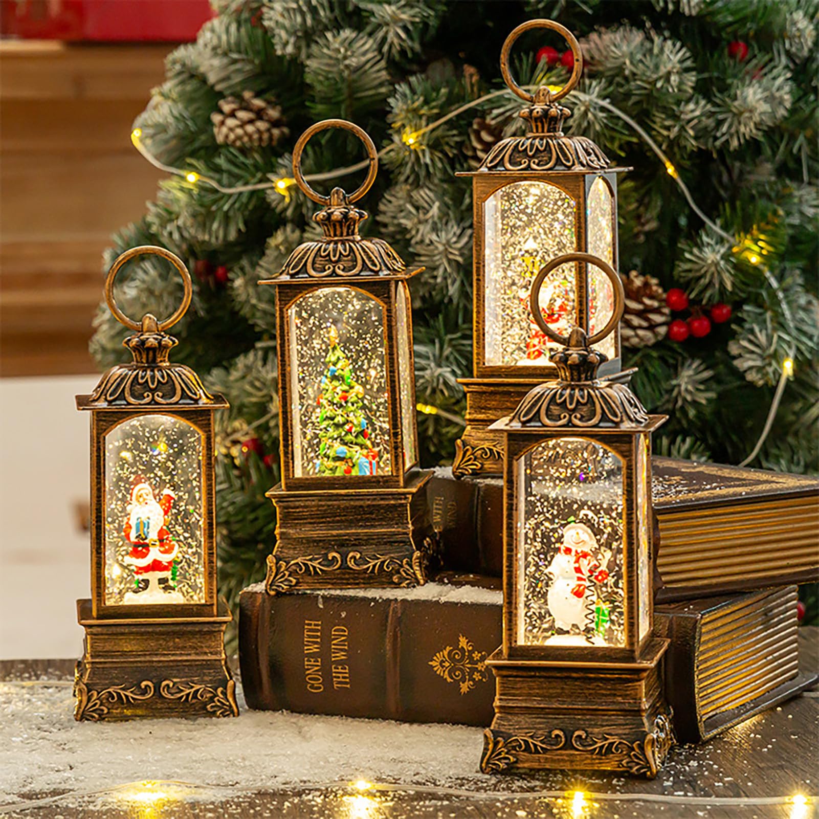 Amazon｜クリスマス スノードーム ランタン ミュージカル クリスマス